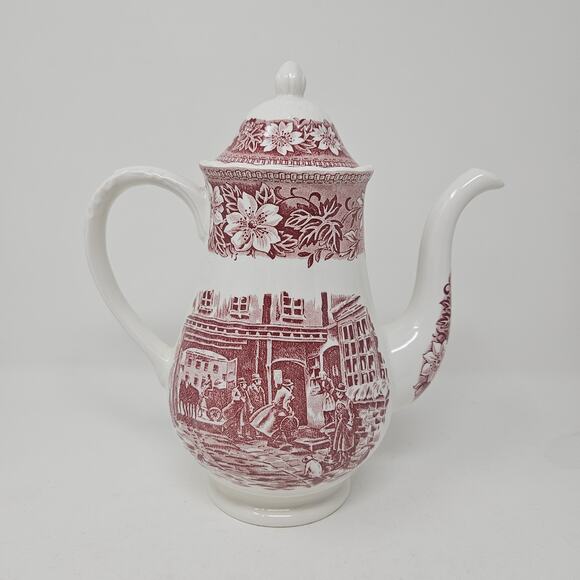 Teapot Coaching Taverns White Red by Royal Tudor - Picture 1 of 6